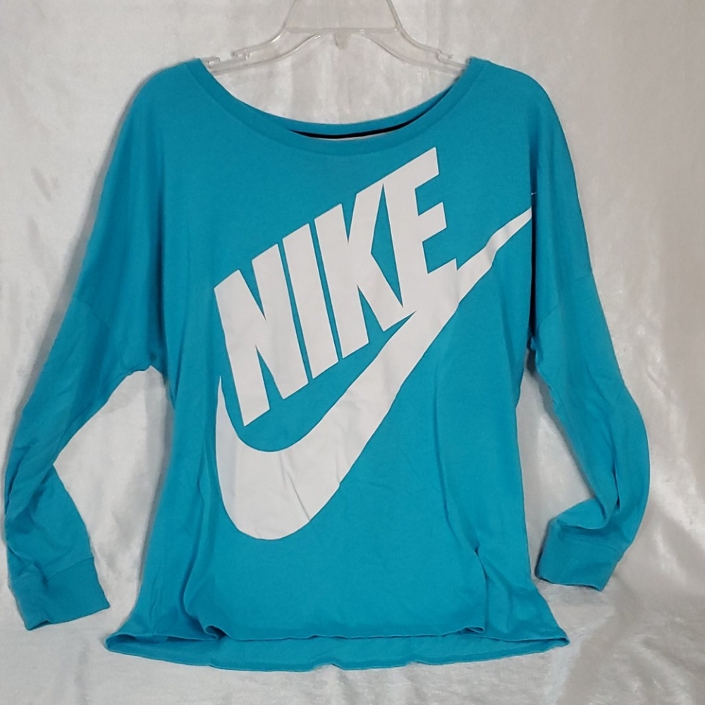Nike long sleeve turquoise logo shirt
